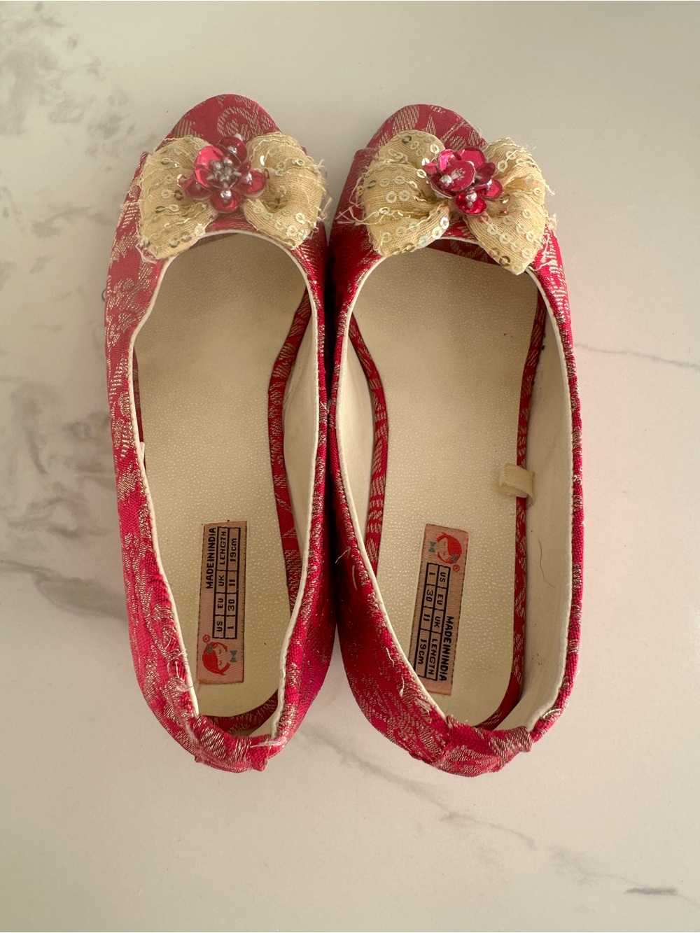 Pink Floral Brocade Dress shoes for girls